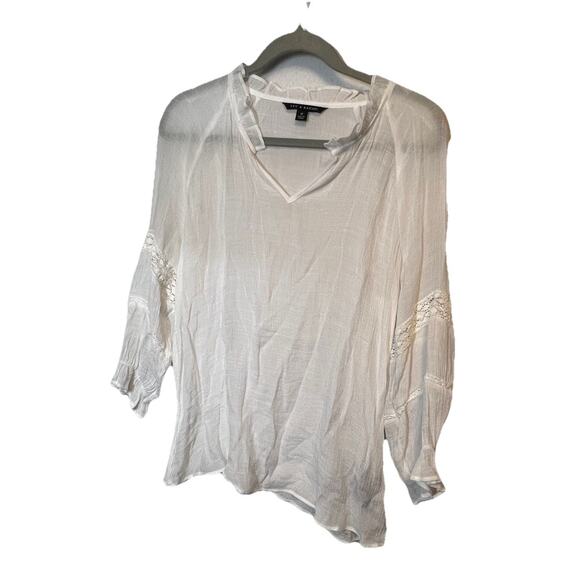 Zac & Rachel Top Womens Size M White Gauzy Bohemian Peasant Blouse - Picture 1 of 9